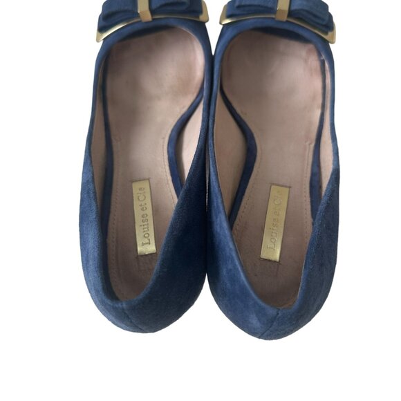 LOUISE ET CIE Blue Suede Bow Heels size 37.5/7.5 - Picture 6 of 9